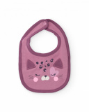 Set di due bavaglini per neonato con stampa leopardata e faccina ricamata.