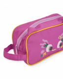 Astuccio per bambina in fucsia con faccina divertente e fiori