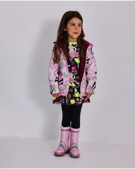 Gonna per bambina marrone con stampa arcobaleni e alberi Gonna per bambina marrone con stampa arcobaleni e alberi
