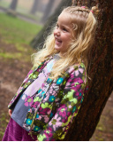 Giacca in maglia per bambina con stampa floreale multicolore