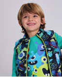 Gilet imbottito reversibile per bambino con stampa di astronave Gilet imbottito reversibile per bambino con stampa di astronave