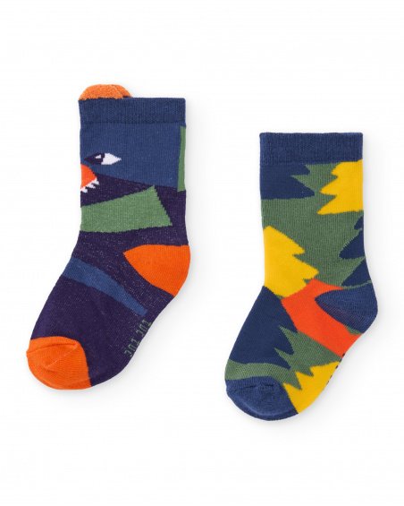 Set di calzini per bambino con motivo dinosauro in colori vivaci
