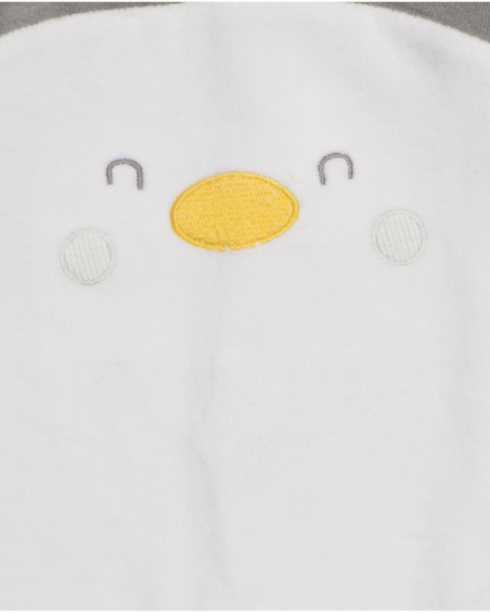 Tutina per neonato in velluto grigio con design pinguino