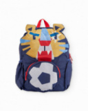 Zaino blu per bambino con stampa di tigre e pallone