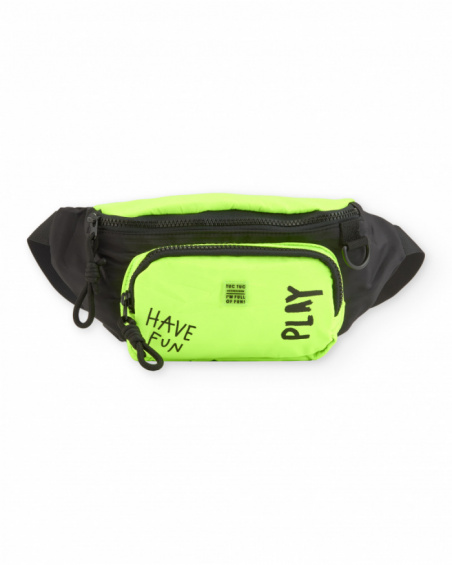 Marsupio nero e verde fluo per bambino con tasche