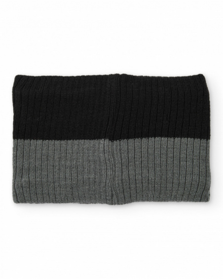 Scaldacollo in maglia da bambino nero e grigio con dettaglio decorativo