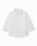 Camicia bianca a maniche lunghe per bambino con pois