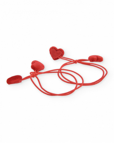 Elastico per capelli da bambina rosso con dettaglio cuori