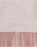 Vestito a maniche lunghe per neonato con cuori e gonna in tulle rosa