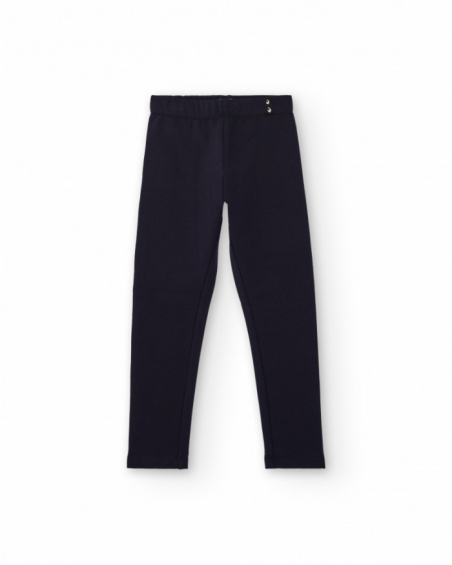 Leggings per bambina blu navy con dettaglio metallico