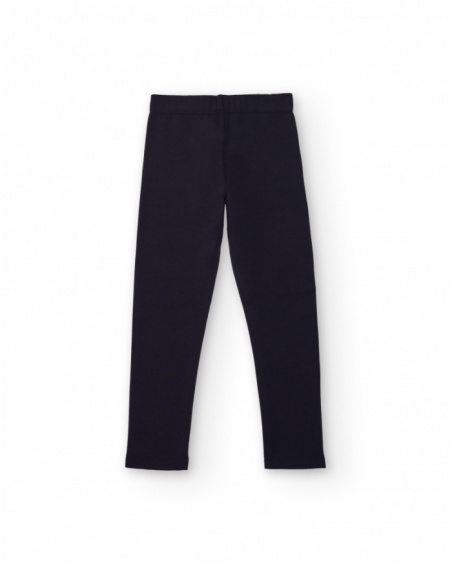 Leggings per bambina blu navy con dettaglio metallico