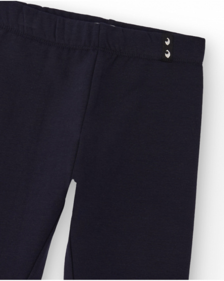 Leggings per bambina blu navy con dettaglio metallico