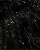 Abito in velluto nero con paillettes e maniche lunghe per bambina