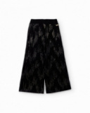 Pantaloni in velluto nero con paillettes per bambina
