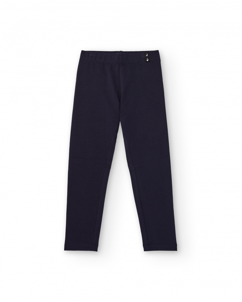 Leggings blu navy da bambina con vita elasticizzata