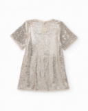 Abito argento con paillettes e maniche corte per bambina
