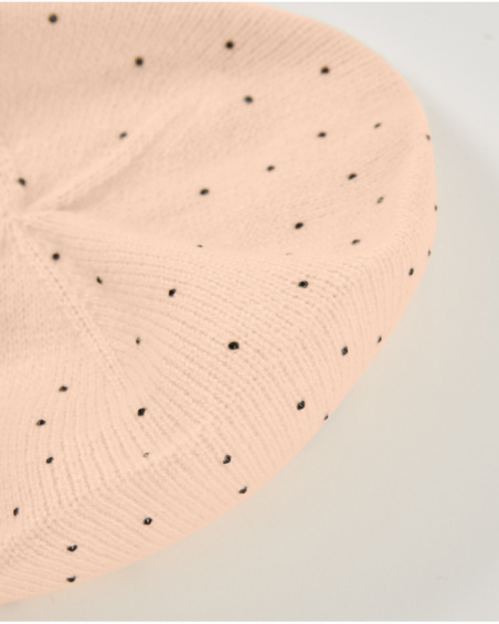 Set bambina con basco e sciarpa rosa a pois