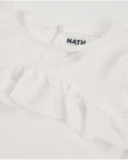 Blusa color crema con volant frontale per bambina