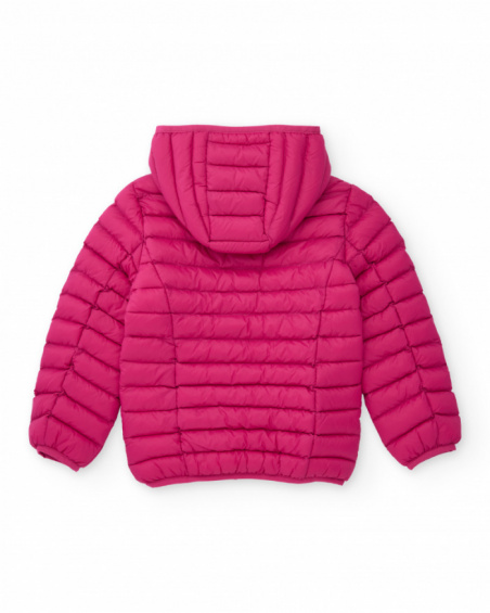 Giacca imbottita da bambina color fucsia con cappuccio