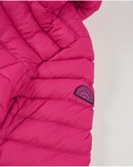 Giacca imbottita da bambina color fucsia con cappuccio