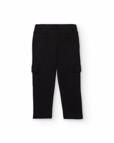 Pantaloni cargo neri da bambino con tasche laterali