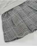 Vestito felpa per bambina grigio con colletto camicia e gonna a quadri