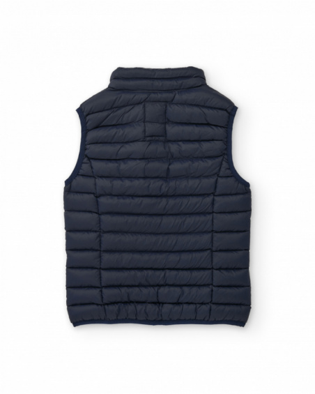 Gilet imbottito da bambino blu navy con zip frontale