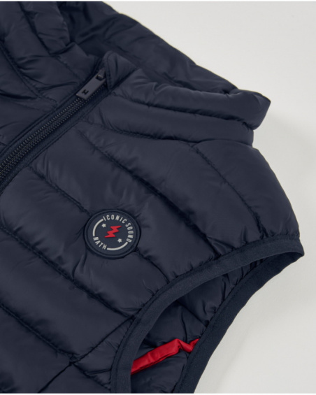 Gilet imbottito da bambino blu navy con zip frontale