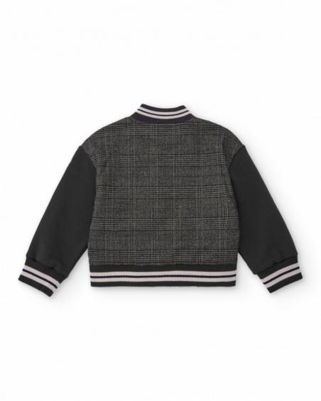 Giacca stile varsity a quadri con maniche nere per bambino
