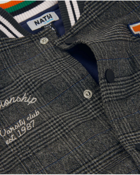 Giacca stile varsity a quadri con maniche nere per bambino