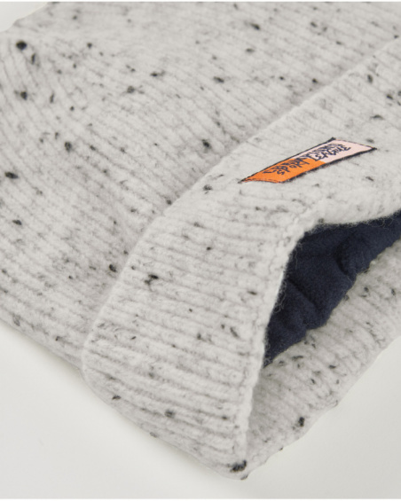 Set berretto e scaldacollo in maglia mélange grigio chiaro