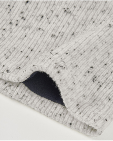 Set berretto e scaldacollo in maglia mélange grigio chiaro