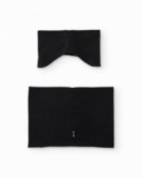 Set fascia e scaldacollo in pile nero con scritta fluorescente