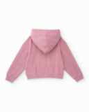 Felpa rosa con cappuccio e motivo intrecciato per bambina