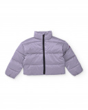 Piumino da bambina color argento con chiusura frontale a zip