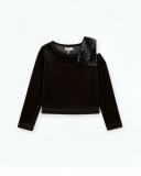 Blusa da bambina in velluto con dettaglio di paillettes sulla spalla | tuc tuc Blusa da bambina in velluto con dettaglio di paillettes sulla spalla | tuc tuc