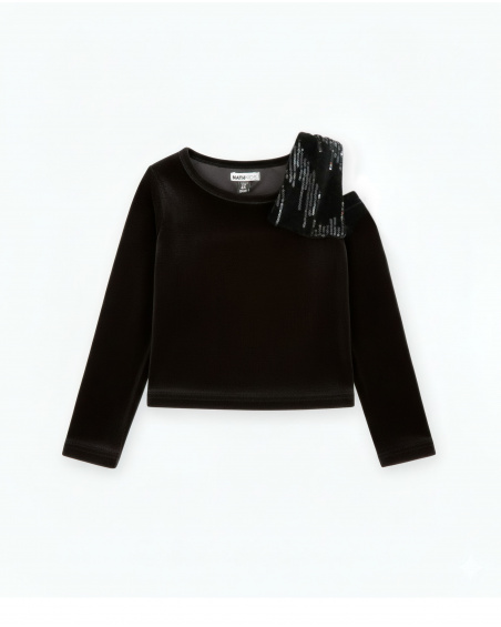 Blusa da bambina in velluto con dettaglio di paillettes sulla spalla | tuc tuc Blusa da bambina in velluto con dettaglio di paillettes sulla spalla | tuc tuc