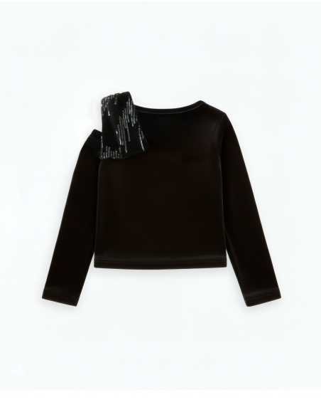 Blusa da bambina in velluto con dettaglio di paillettes sulla spalla | tuc tuc Blusa da bambina in velluto con dettaglio di paillettes sulla spalla | tuc tuc