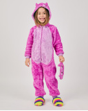 Pigiama da bambina fucsia in peluche con cappuccio divertente | tuc tuc