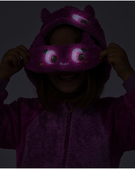 Mascherina da notte da bambina in peluche morbida e confortevole design di mostro divertente | tuc