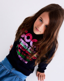 Felpa nera per bambina con paillettes multicolori | tuc tuc