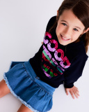 Gonna in denim con volant per bambina | tuc tuc