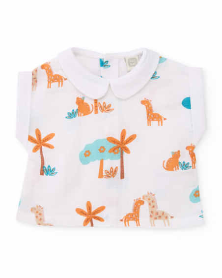 Completo per neonato in tessuto piano con stampa di giraffe