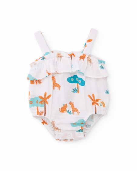 Salopette in maglia per neonato con volant decorativo