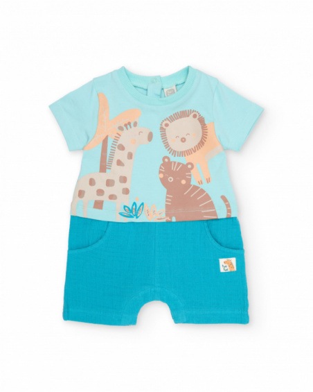 Salopette in maglia per neonato con stampa frontale