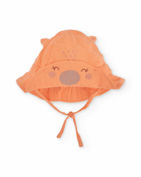 Cappellino per neonato in tessuto piano con nastro regolabile