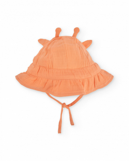 Cappellino per neonato in tessuto piano con nastro regolabile