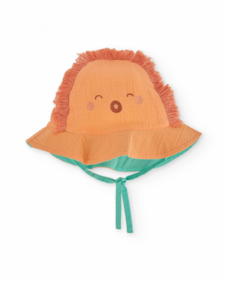 Cappellino neonato in tessuto con motivo leone