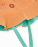 Cappellino neonato in tessuto con motivo leone