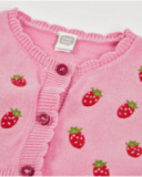 Giacca in maglia per neonato con fragoline ricamate